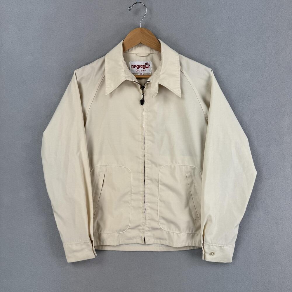 Vintage McGregor Jacket Mens 40 Beige Drizzler Cotton Talon Zip Windbreaker